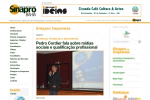 Site do SINAPRO fala do Workshop Vendendo e Aprendendo com o professor Pedro Cordier.